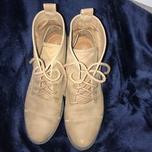 Gently worn brown lace up ankle boots